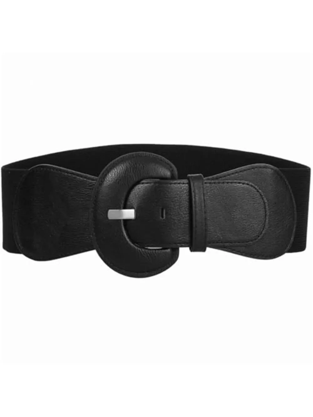 Women's Wide Stretchy Cinch Belt Vintage Chunky Buckle Elastic Belt